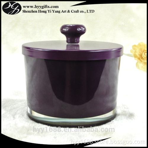 luxury large opaque purple glass candle jars with decorative lids